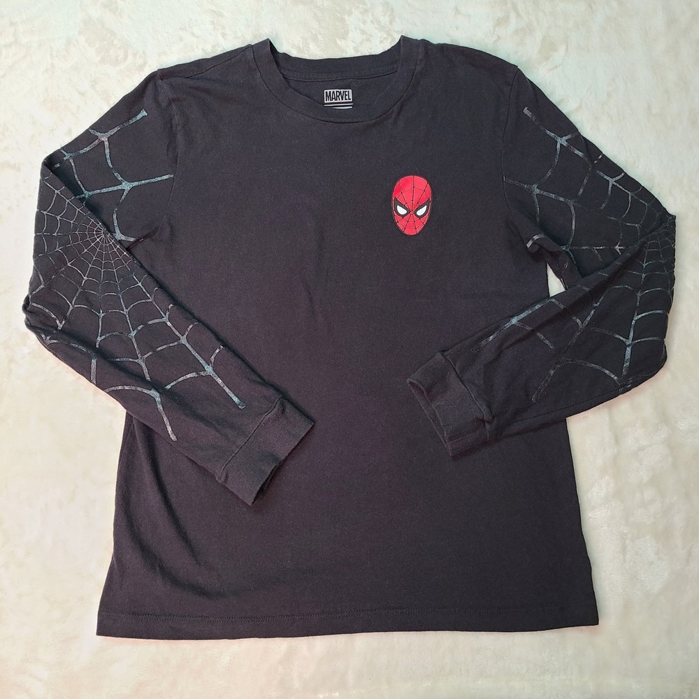 Vans Marvel Spiderman T-Shirt Men Large Black  Long Sleeve Cotton Halloween Top